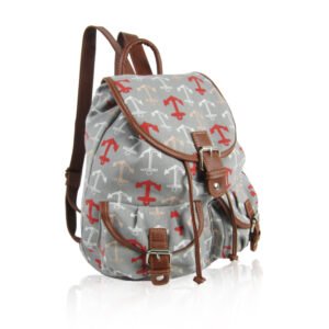 Anchor Print Retro Rucksack Gray