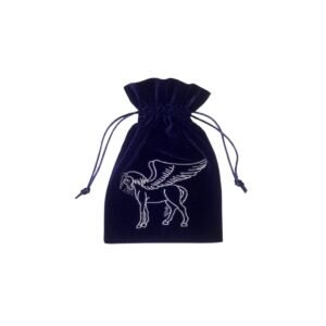 Pegasus Embroidered Luxury Navy Velvet Drawstring Tarot or Oracle Card Bag