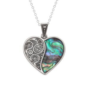 Tide Jewellery Inlaid Paua Shell & Diamante Heart Necklace in a Box