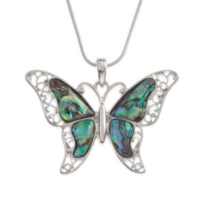 Tide Jewellery Paua Shell Filigree Butterfly Necklace