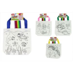 KIDS COLOURING TOTE BAG WITH PENS