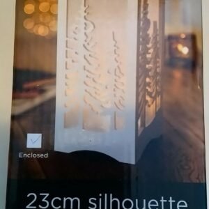 Christmas SILHOUETTE Lamp FOREST Decoration 23cm WHITE Wood Warm LED Light