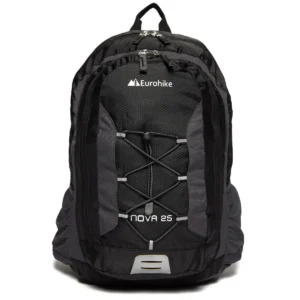 Eurohike Nova black 25 Litre Daysack with Tri-Flow Travel Bag Pack, Travel Bag