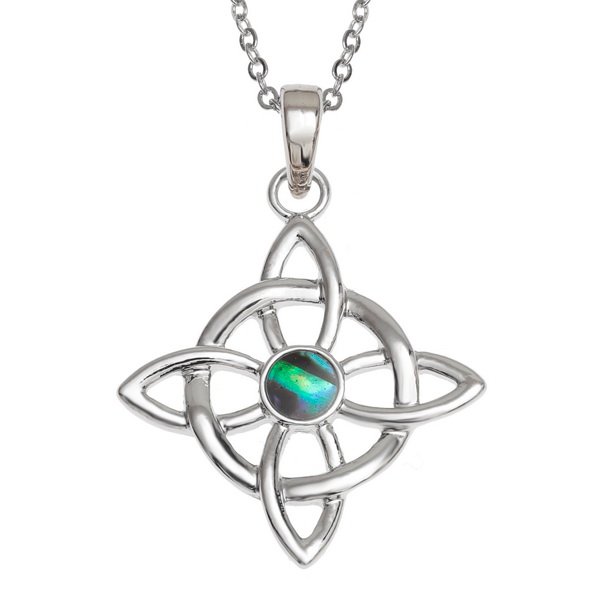 Tide Jewellery inlaid Paua shell Celtic Good Luck symbol pendant