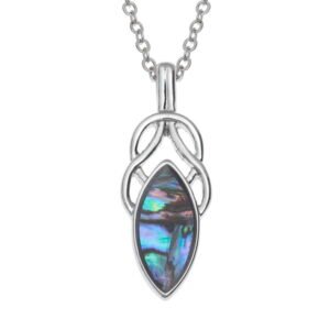 Tide Jewellery inlaid Paua shell oval Celtic knot pendant