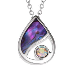 Tide Jewellery inlaid purple Paua shell Teardrop pendant