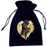 Velvet Tarot Card Bag Navy with Archangel Raphael Design