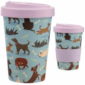 CATCH PATCH DOG REUSABLE SCREW TOP BAMBOO TRAVEL CUP